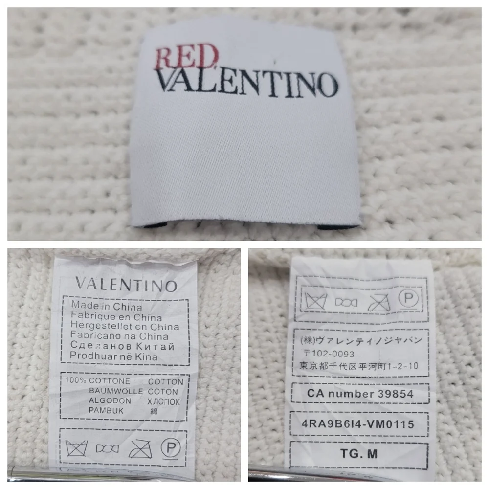 Red Valentino Woven Cardigan Blazer Cream Blue Knit Jacket Women’s XS - Picture 13 of 17